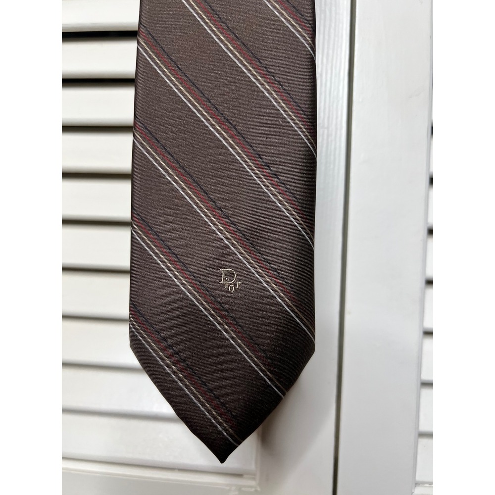 Vintage Christian Dior Striped Silk Tie Preppy Refined